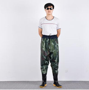 Men women half length elastic waist fishing wader pants boot waterproof rubber breathable rain boots shoes jumpsuit trousers